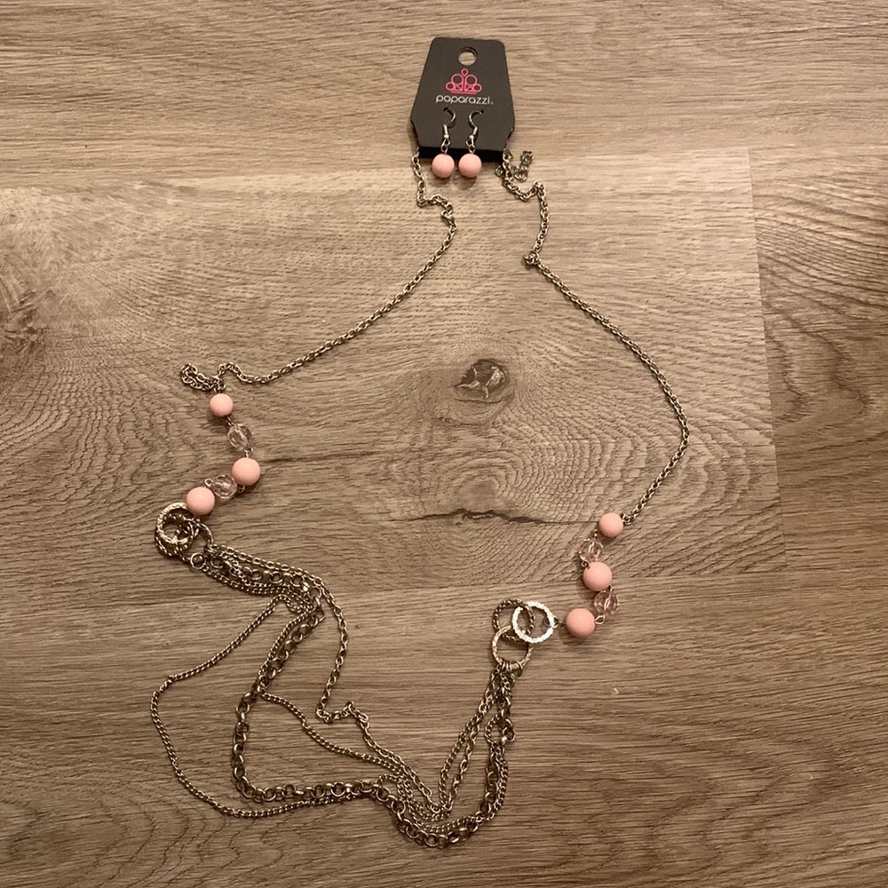 Paparazzi Pink Necklace & Earring Set